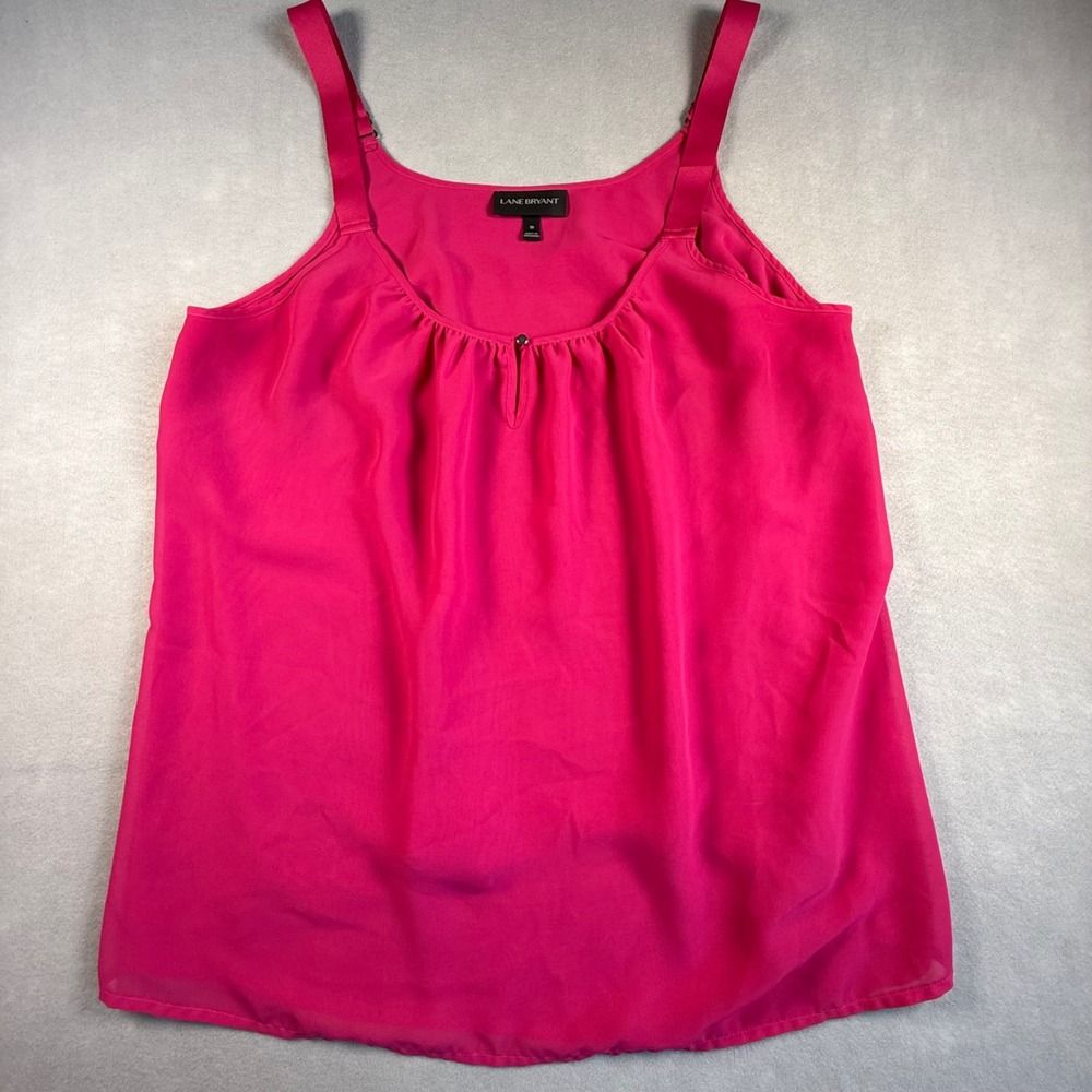 Lane Bryant Womens Hot Pink Chiffon Keyhole Camisole Top Size 18 Girly Romantic